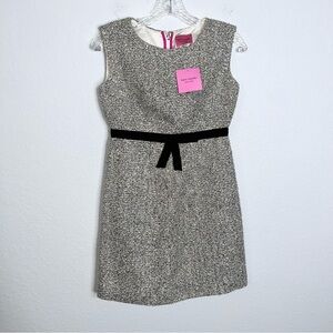 Kate Spade Tweed Dress Women’s Size 0 Metallic Gold Silver Bow Front Sparkle B8